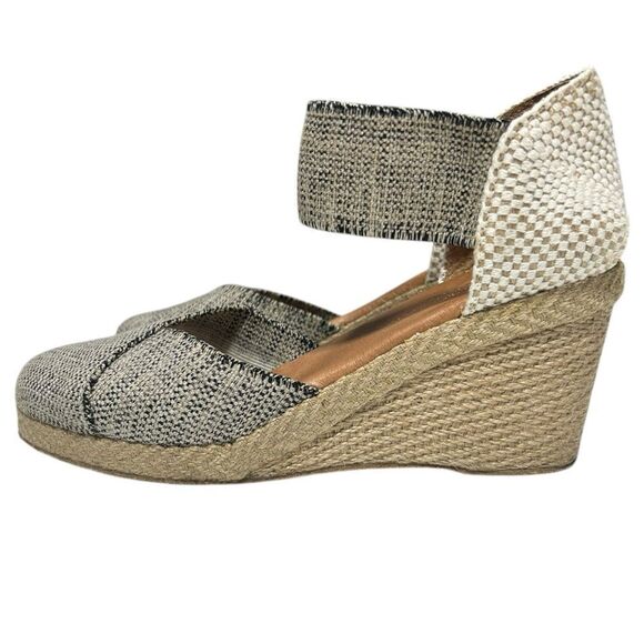 Andre Assous Beige & Black Espadrille Wedge Sandals Size 7 Made in Spain - Picture 5 of 12